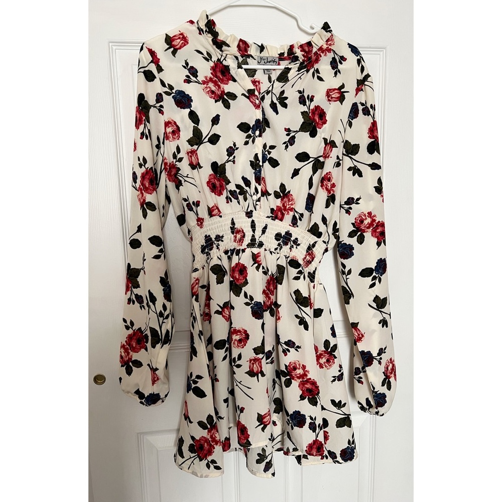 Long sleeved mini floral dress